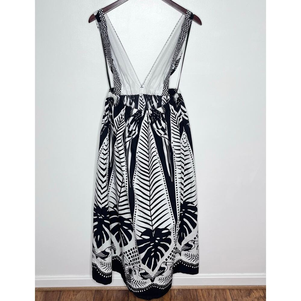 Farm Rio Macaw Elegance Black White Tropical Maxi Dress Cutout XL - Picture 9 of 11
